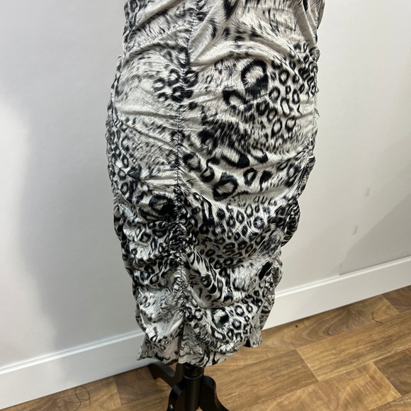 Vintage Y2K Taboo Animal Print Halter Dress XL Ruched Bodycon Club Mob Wife Glam - Picture 3 of 9